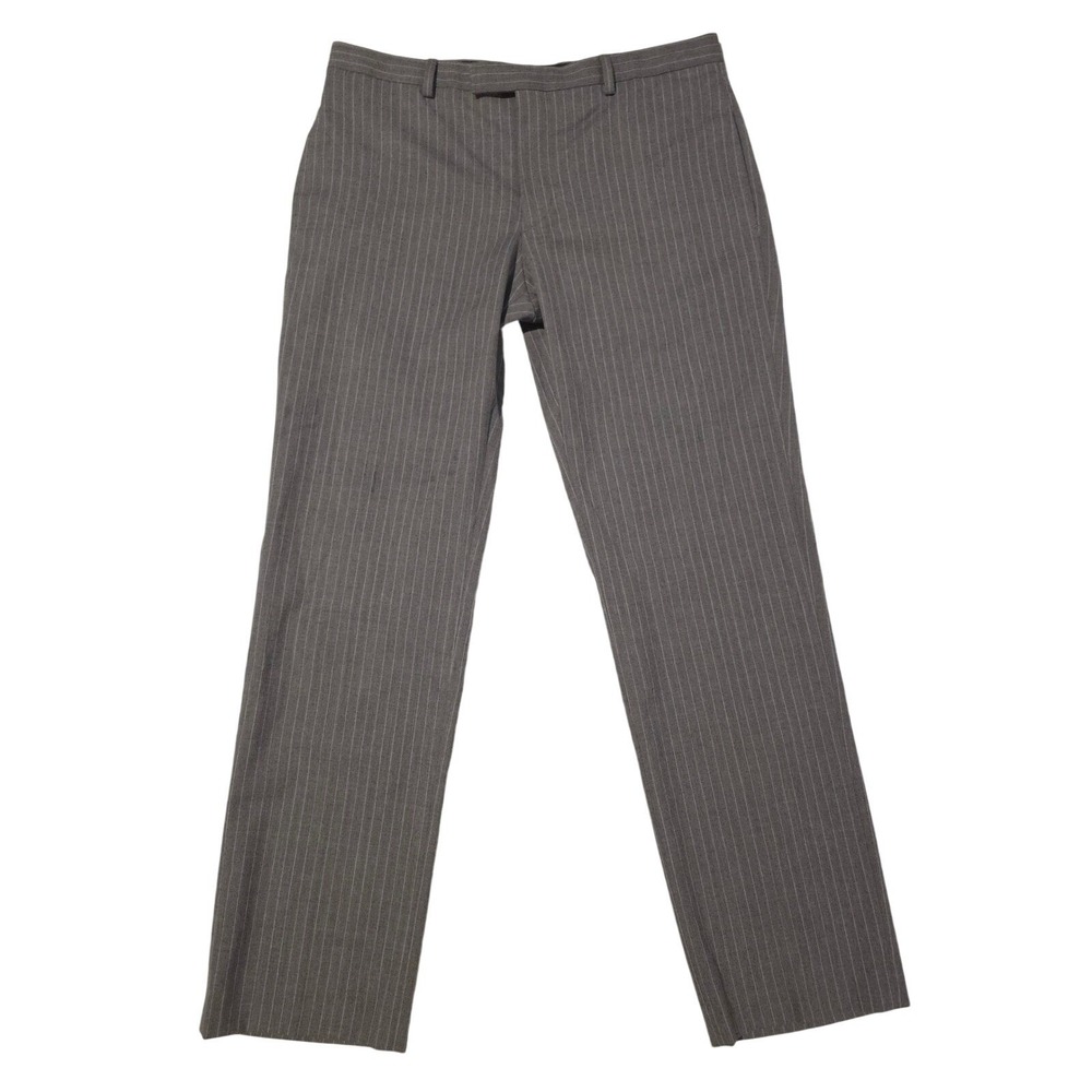 Banana Republic Pants Size 33x32 Wool Pinstripe Straight Mid Rise Office Gray